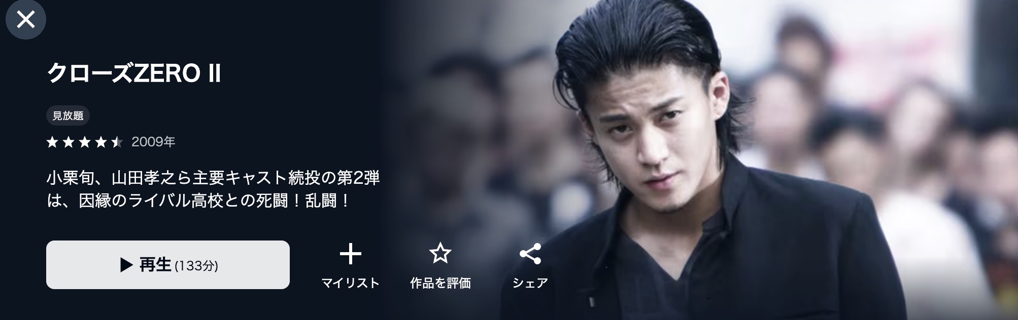 U-NEXTのクローズZERO II配信画像