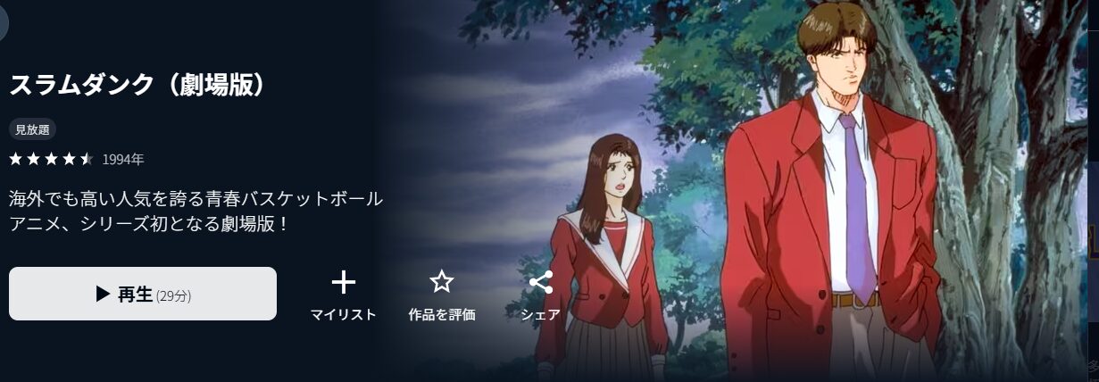 U-NEXTの劇場版 スラムダンク配信画像