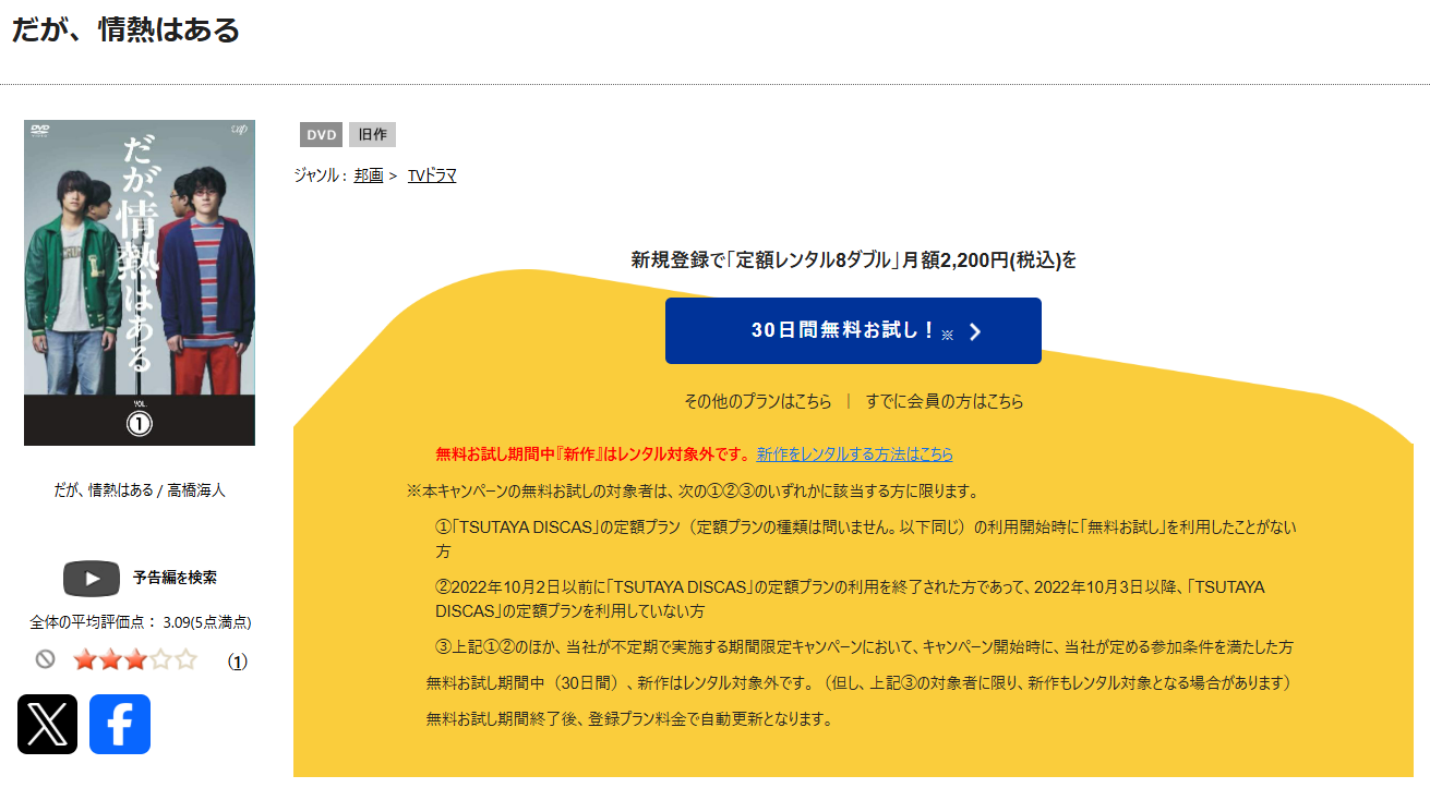 TSUTAYA DISCASのだが、情熱はある