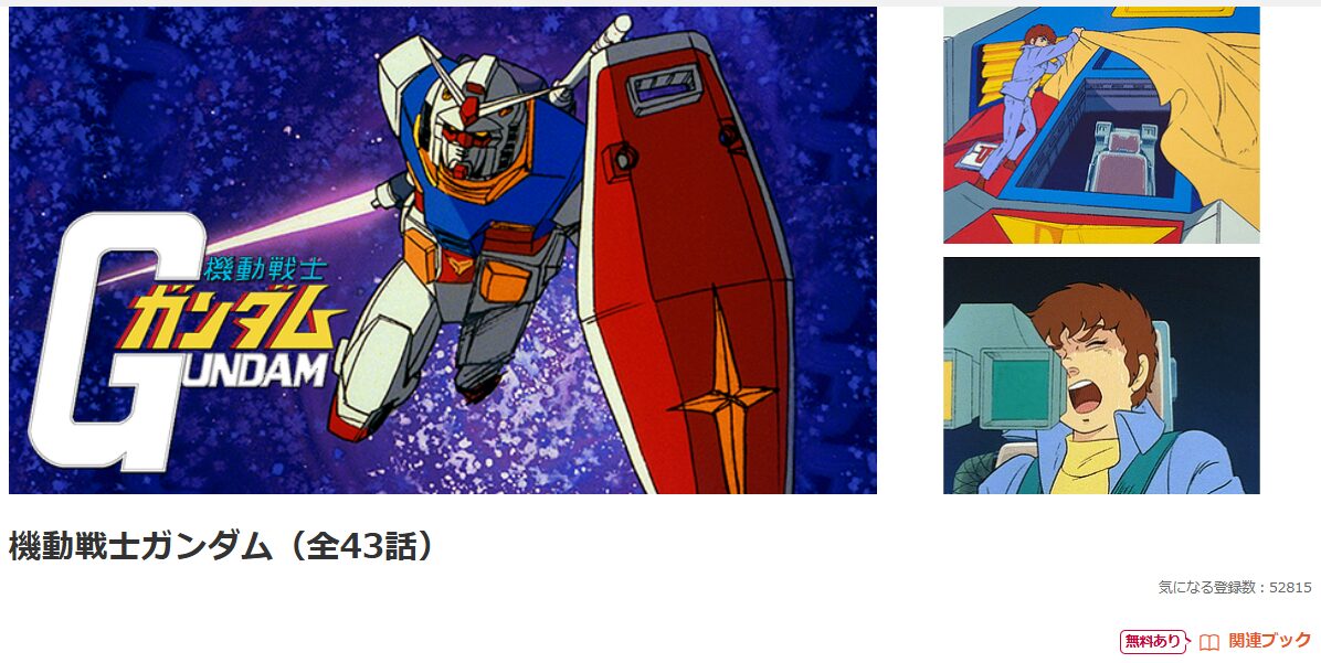 dアニメストアの機動戦士ガンダム配信画像