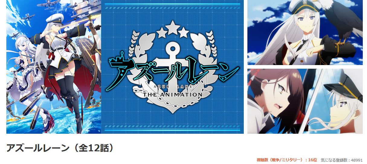 dアニメストアのアズールレーン配信画像