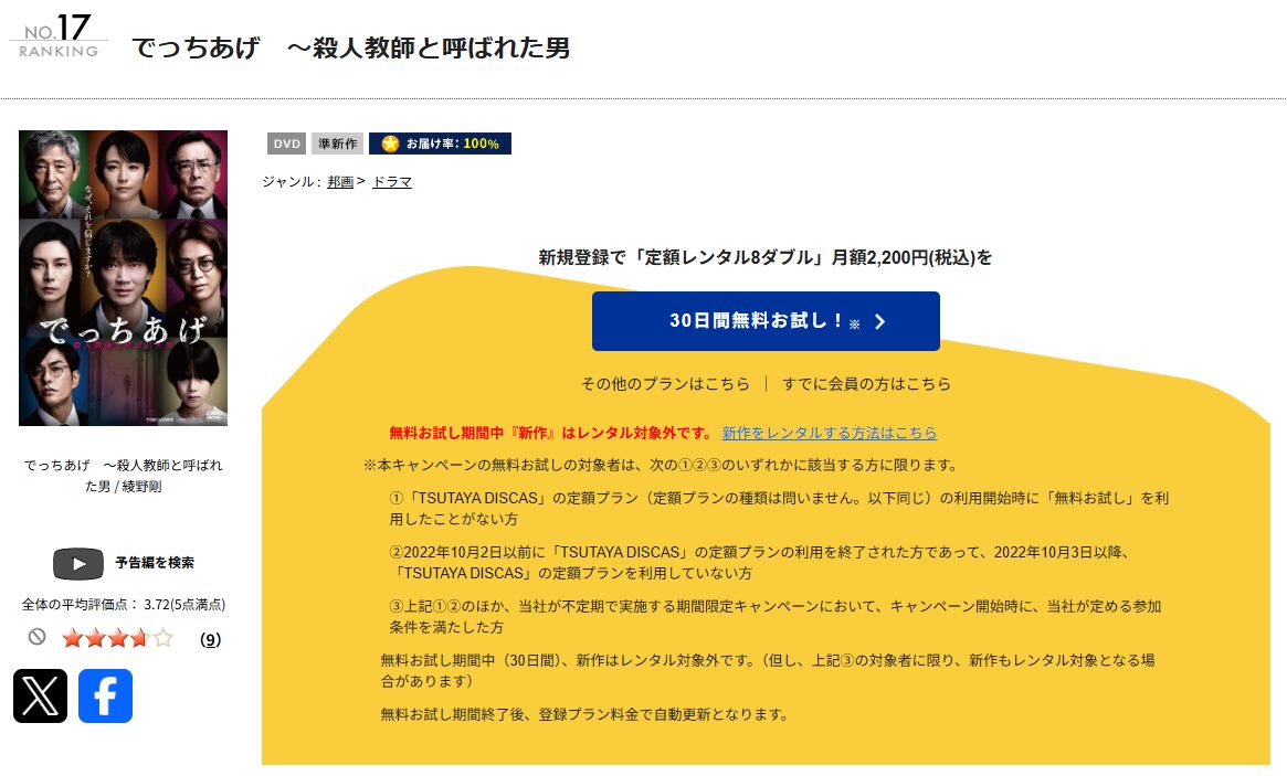 TSUTAYA DISCASのでっちあげ