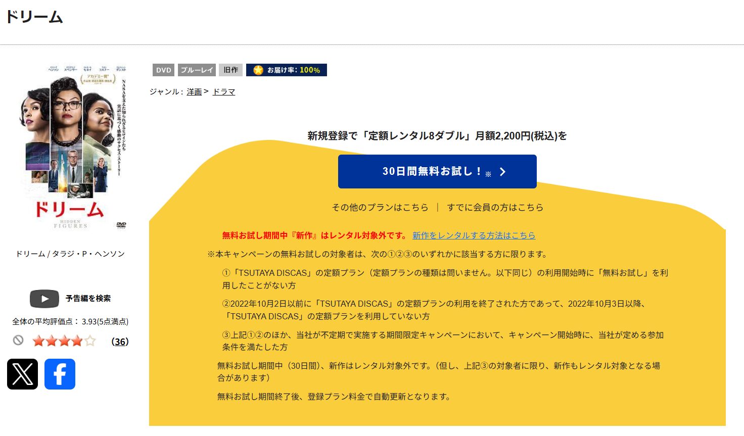 TSUTAYA DISCASのドリーム