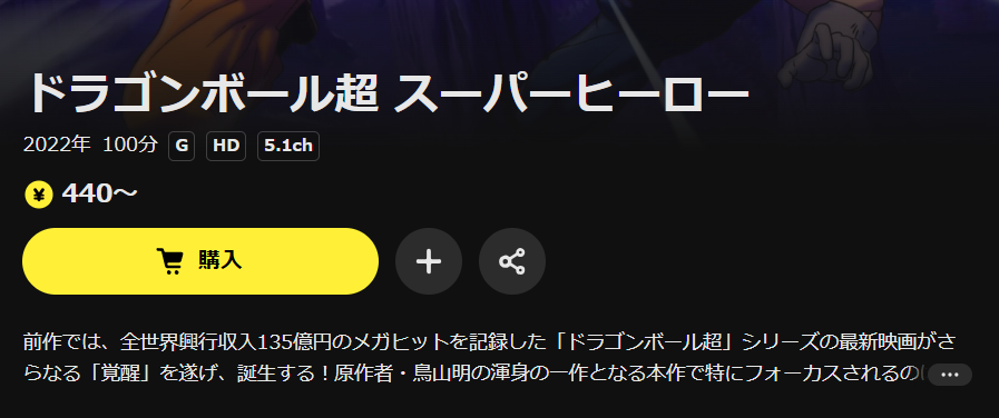 DMM TVのドラゴンボール超 スーパーヒーロー配信画像