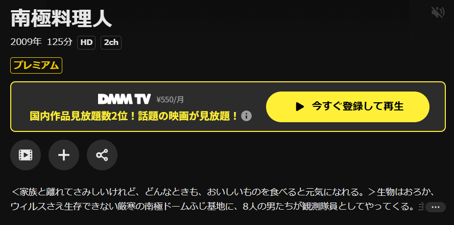 DMM TVの南極料理人配信画像
