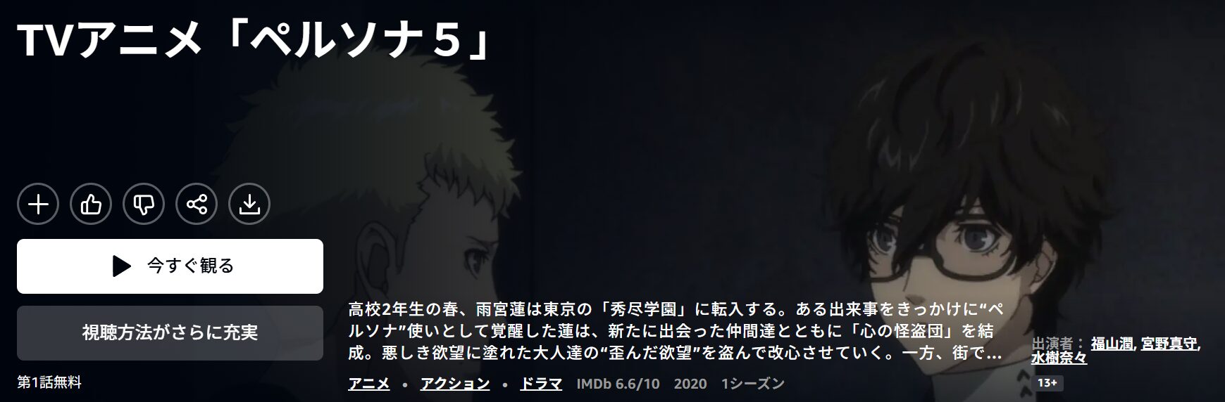 Amazonプライムのペルソナ5配信画像