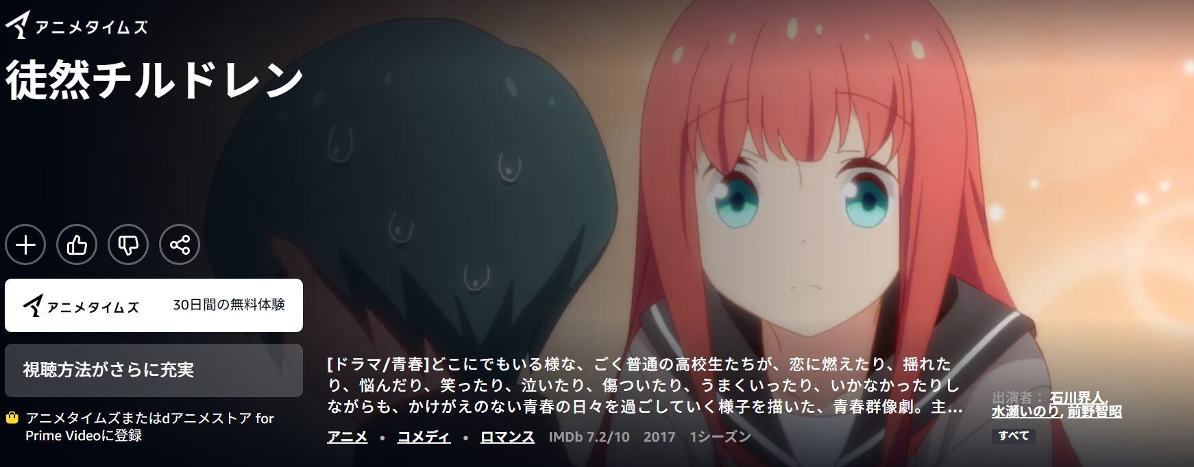 Amazonプライムの徒然チルドレン配信画像