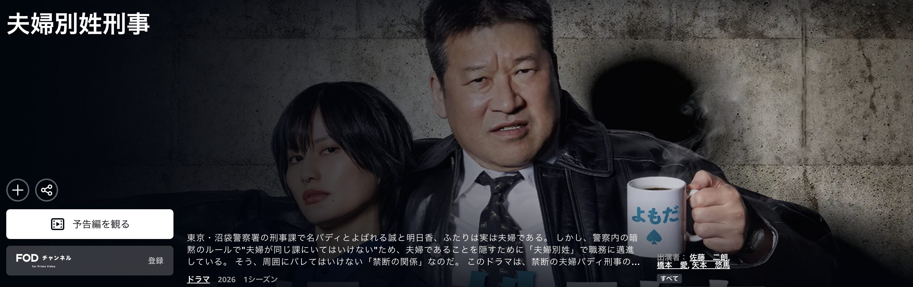 Amazonプライムの夫婦別姓刑事配信画像