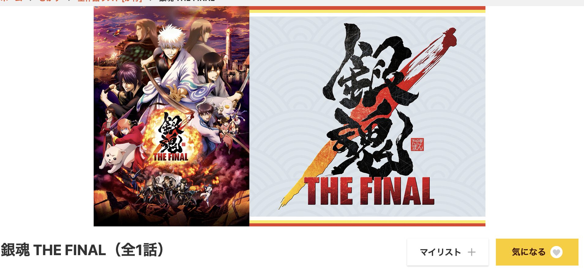 dアニメストアの銀魂 THE FINAL配信画像