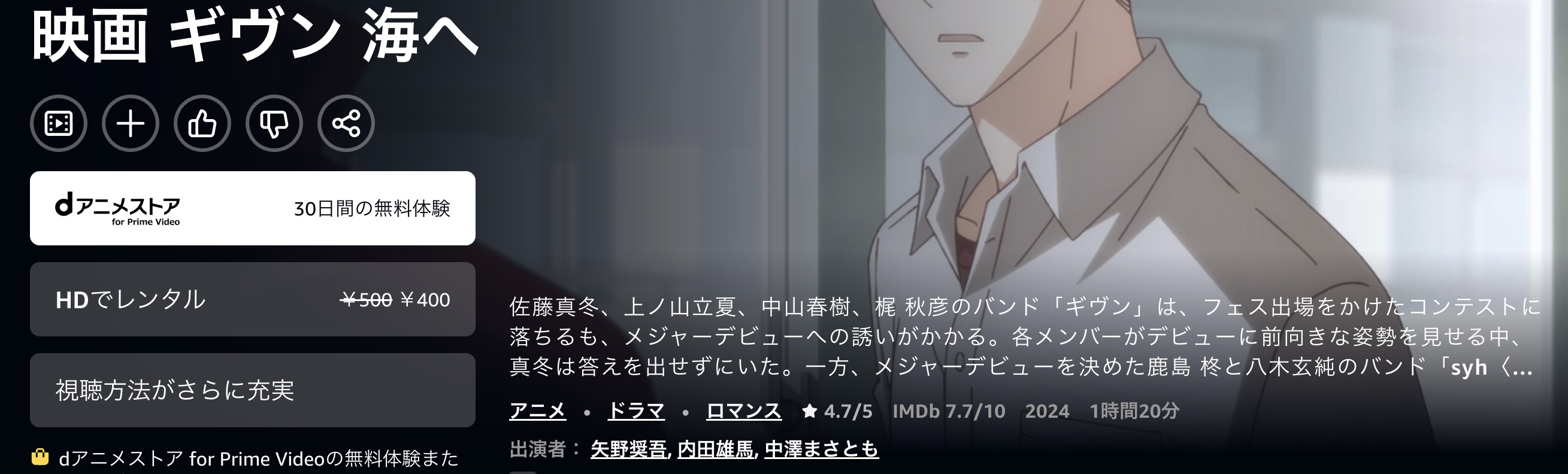 Amazonプライムのギヴン配信画像