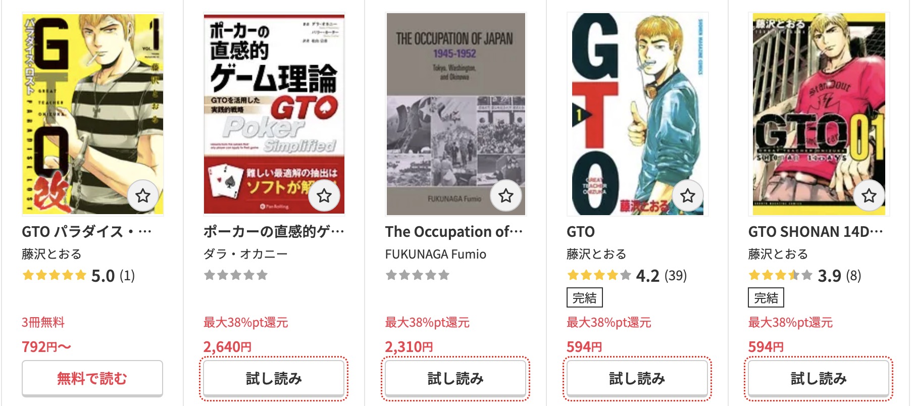 DMM TVのGTO漫画画像