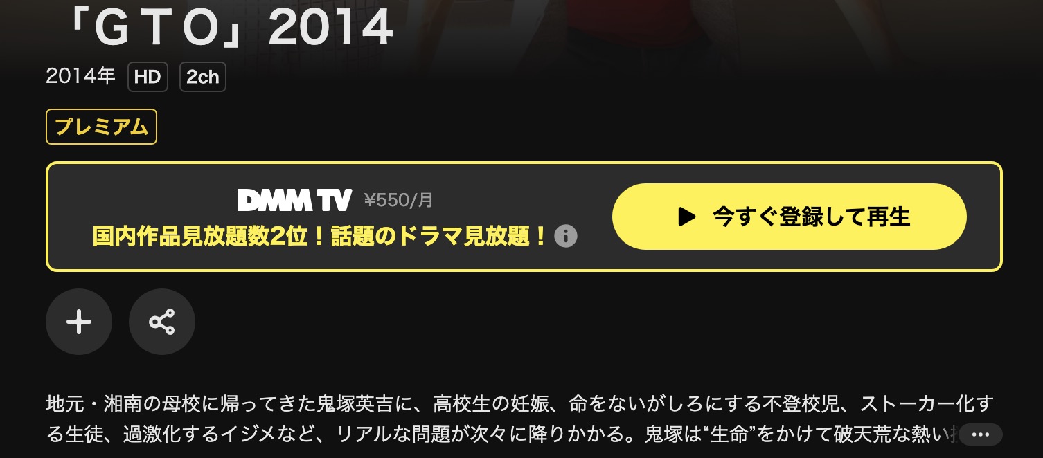 DMM TVのGTO（2014）配信画像