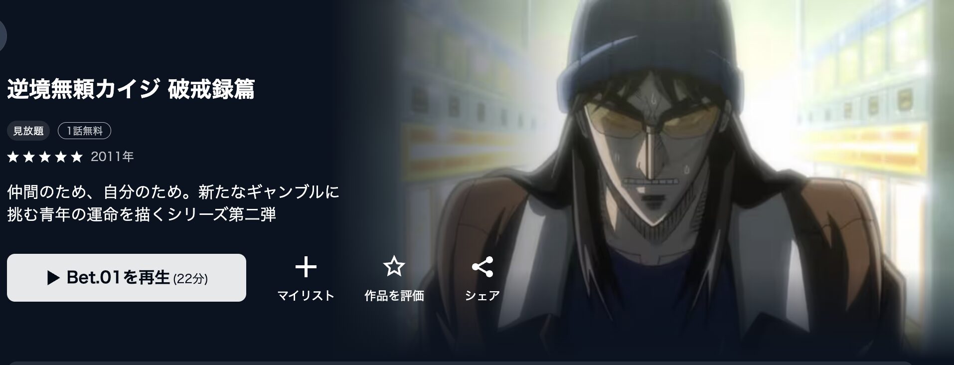 U-NEXTの逆境無頼カイジ 破戒録篇（第2期）配信画像