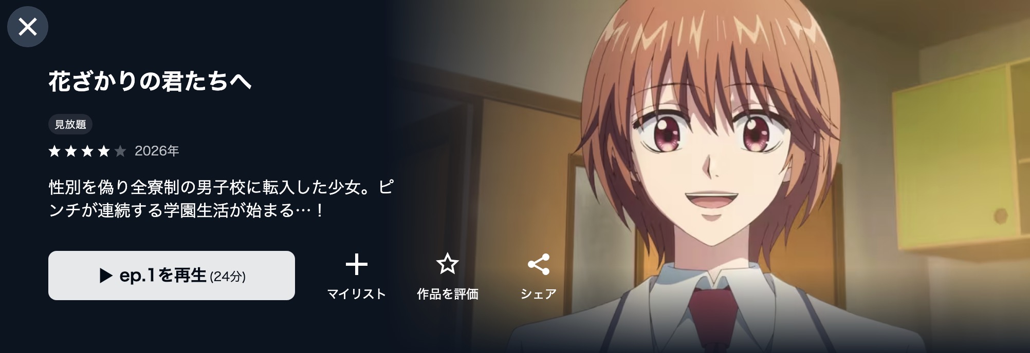 U-NEXTの花ざかりの君たちへ配信画像