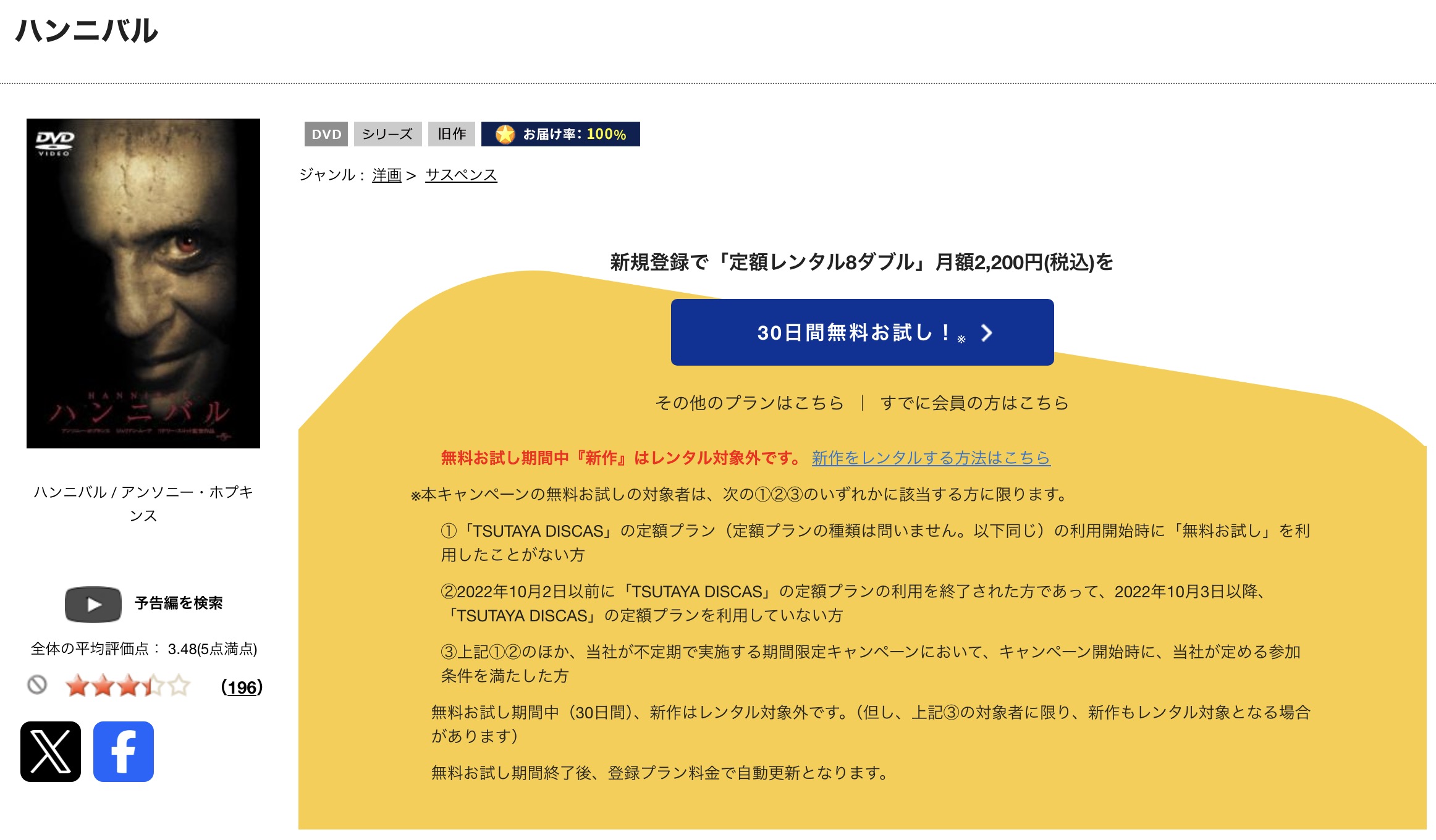 TSUTAYA DISCASのハンニバル