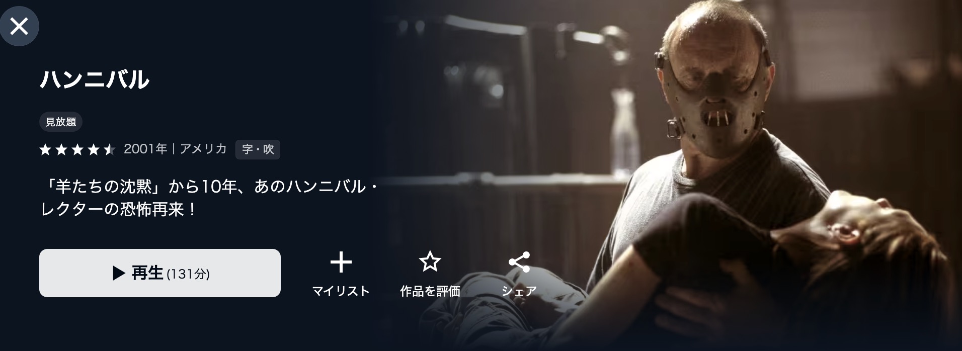 U-NEXTのハンニバル配信画像