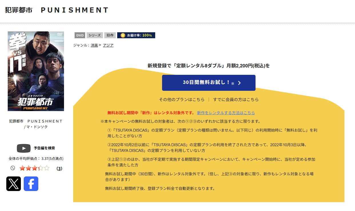 TSUTAYA DISCASの犯罪都市4 PUNISHMENT