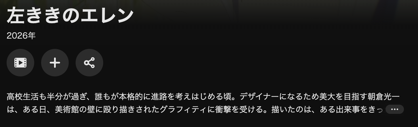 U-NEXTの左ききのエレン配信画像