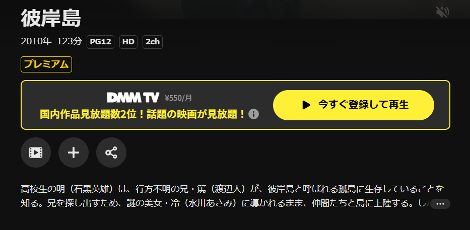 DMM TVの彼岸島配信画像