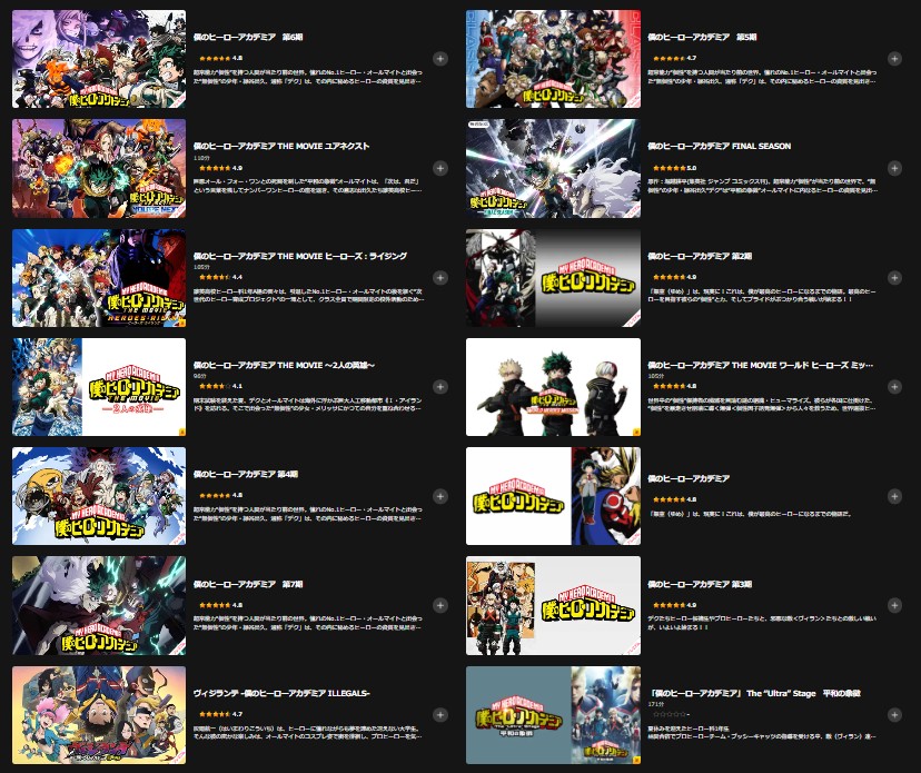 Leminoの僕のヒーローアカデミア（ヒロアカ）配信画像