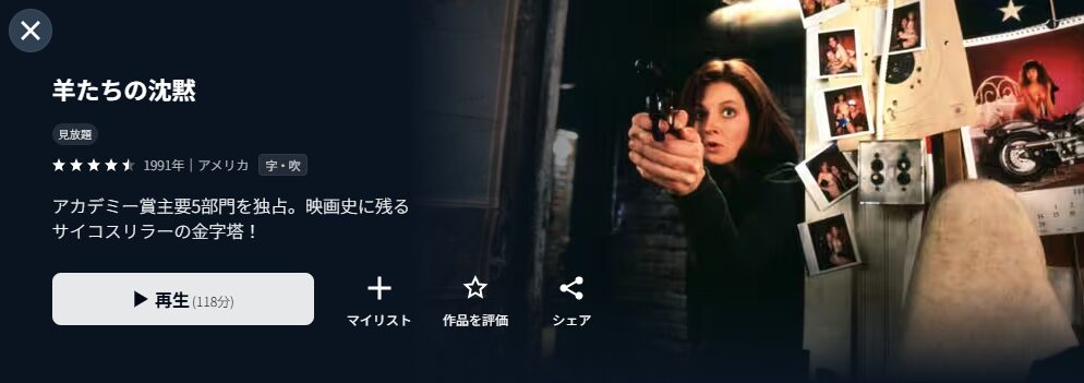 U-NEXTの羊たちの沈黙配信画像