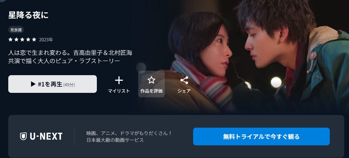 U-NEXTの星降る夜に配信画像