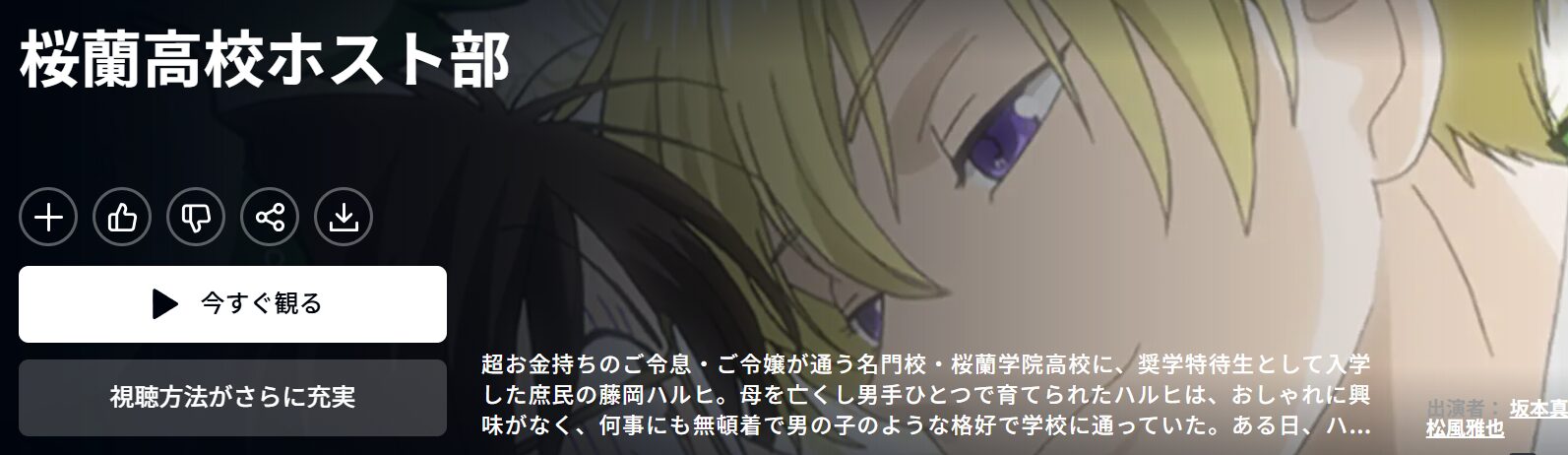 Amazonプライムの桜蘭高校ホスト部配信画像