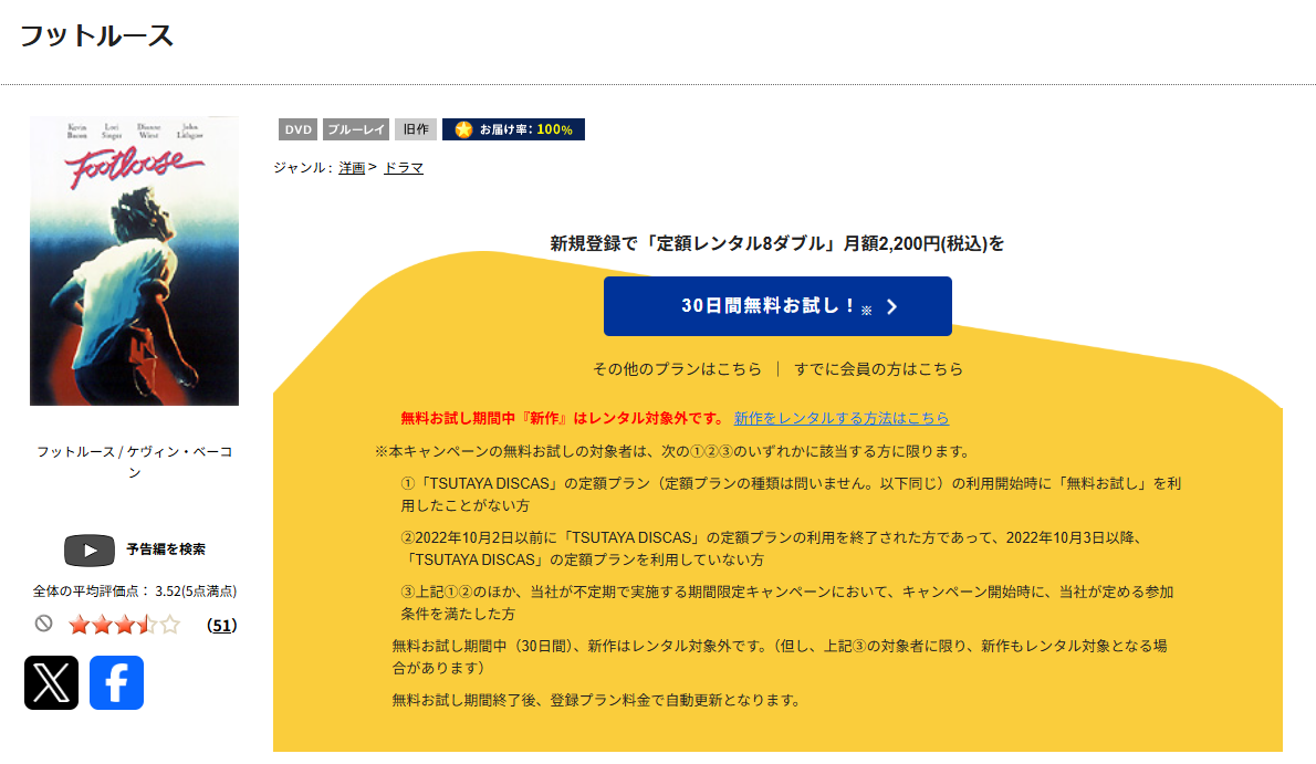 TSUTAYA DISCASのフットルース