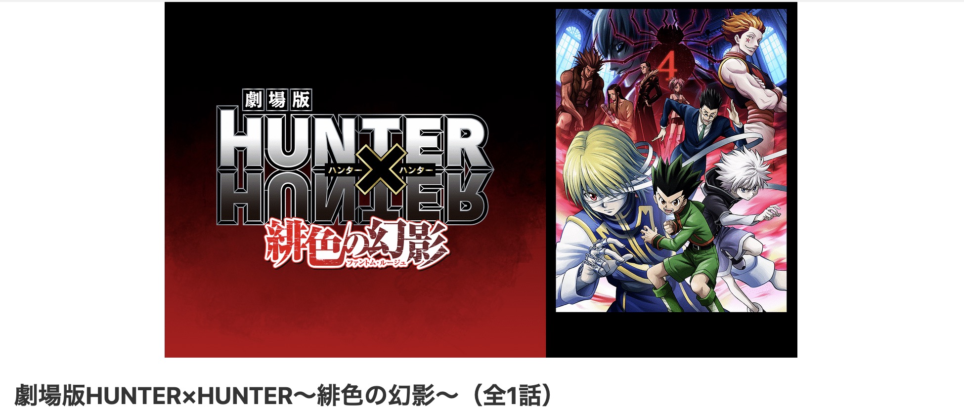 dアニメストアの劇場版 ハンターハンター 緋⾊の幻影配信画像