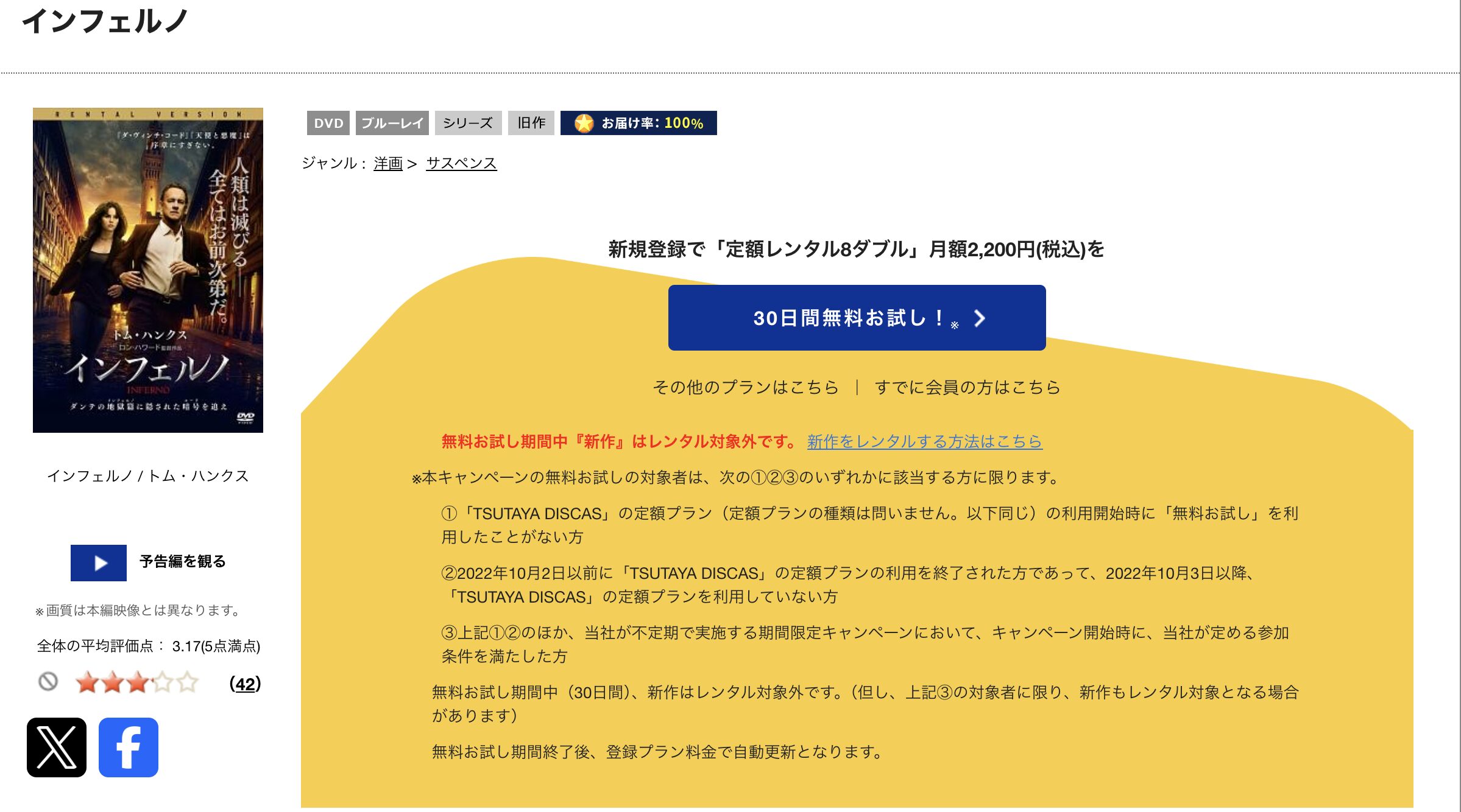 TSUTAYA DISCASのインフェルノ