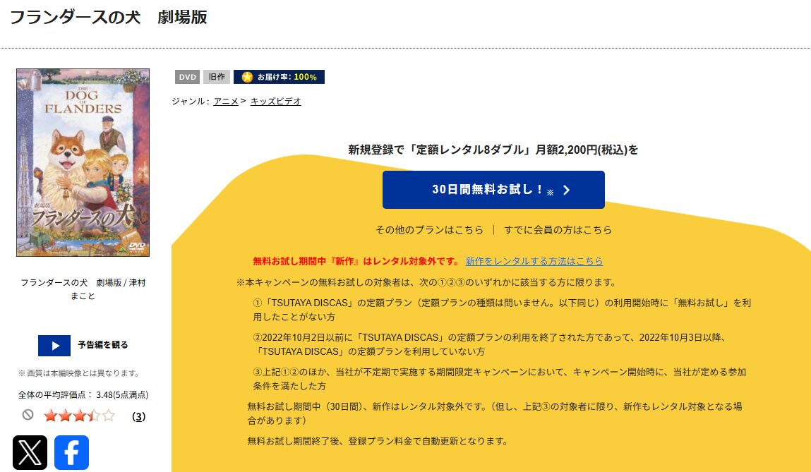 TSUTAYA DISCASのフランダースの犬