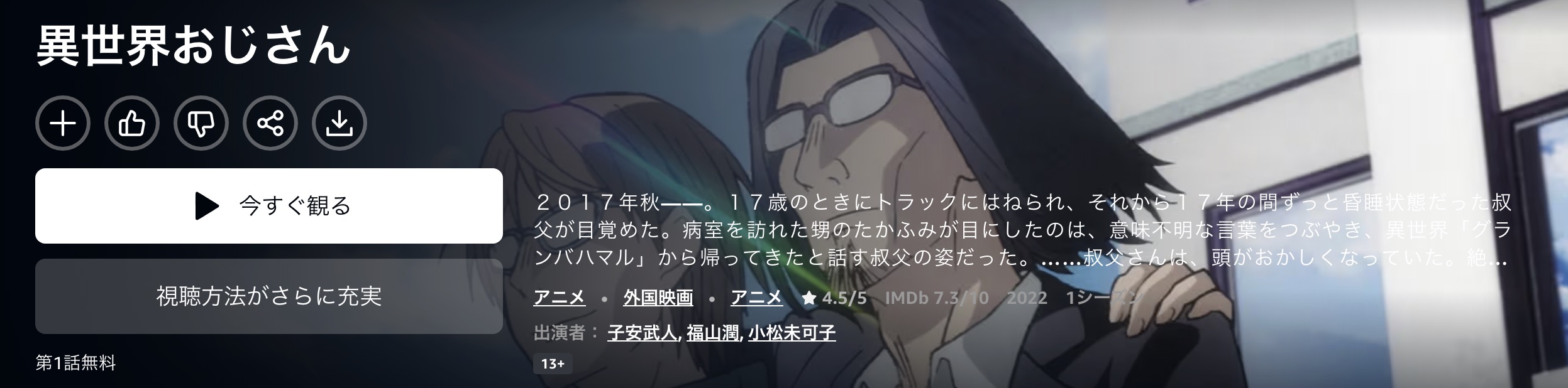 Amazonプライムの異世界おじさん配信画像