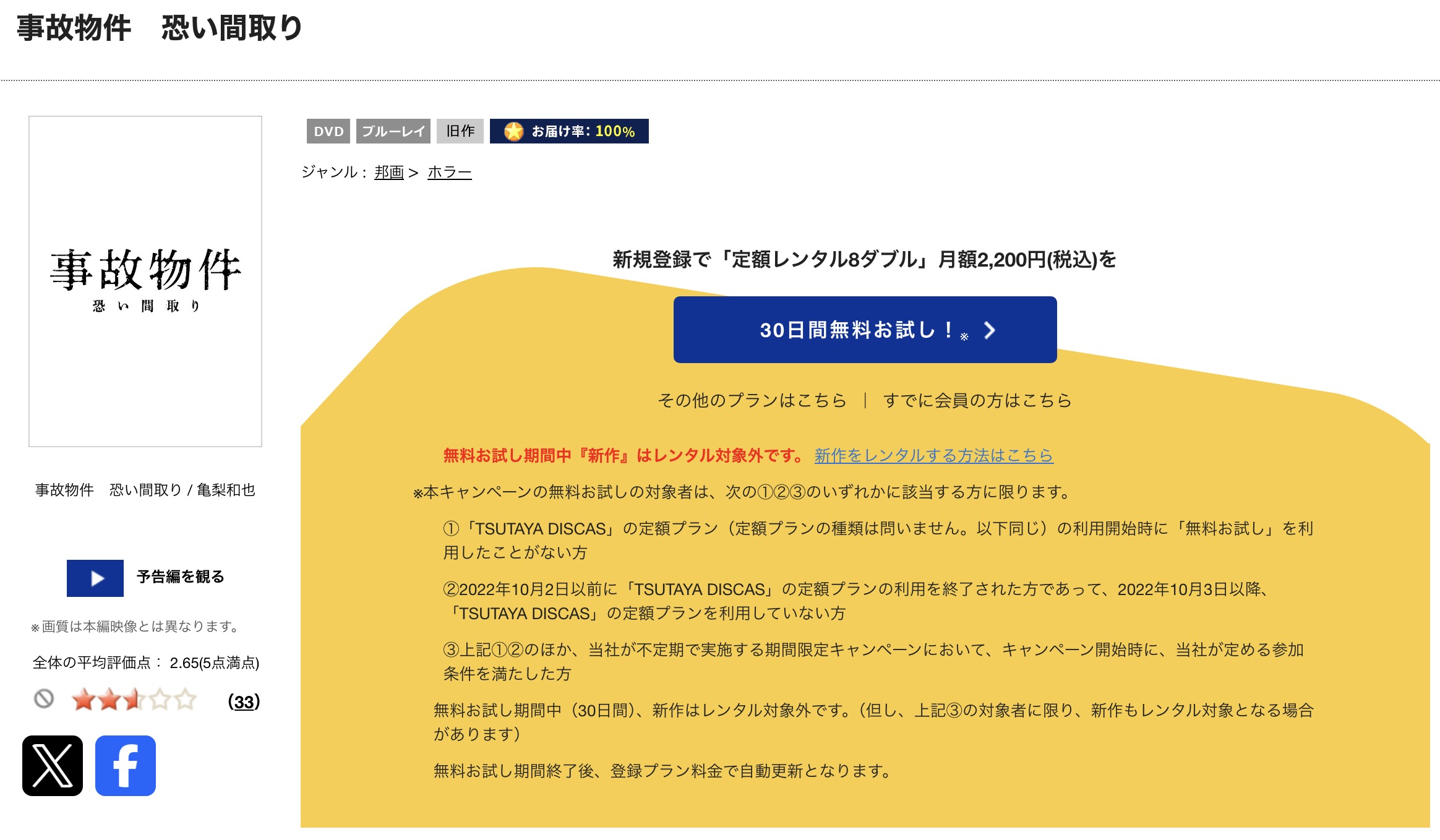 TSUTAYA DISCASの事故物件 恐い間取り