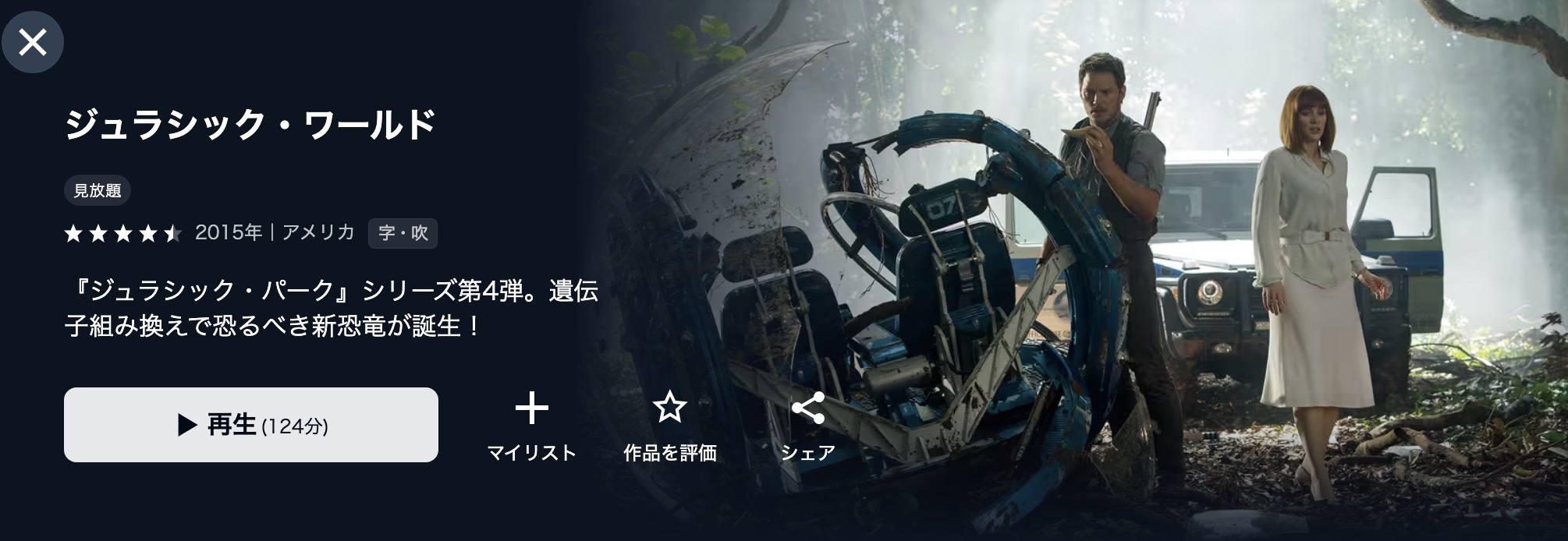 U-NEXTのジュラシック・ワールド配信画像