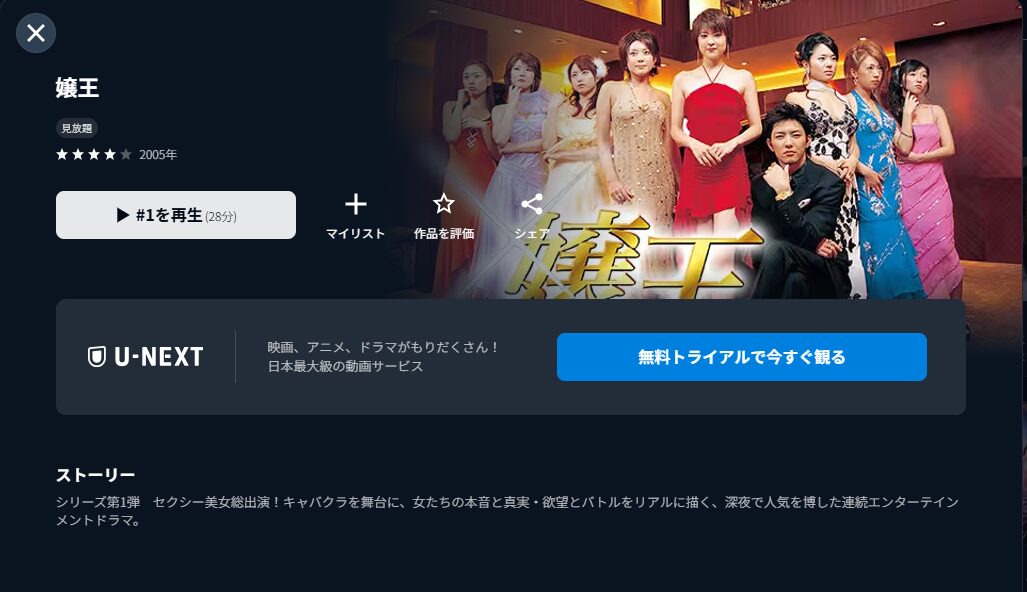 U-NEXTの嬢王配信画像