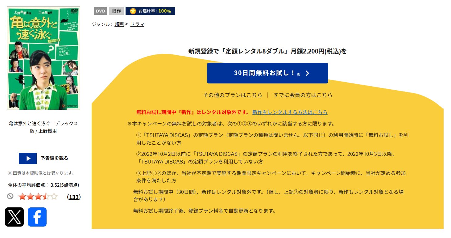 TSUTAYA DISCASの亀は意外と速く泳ぐ