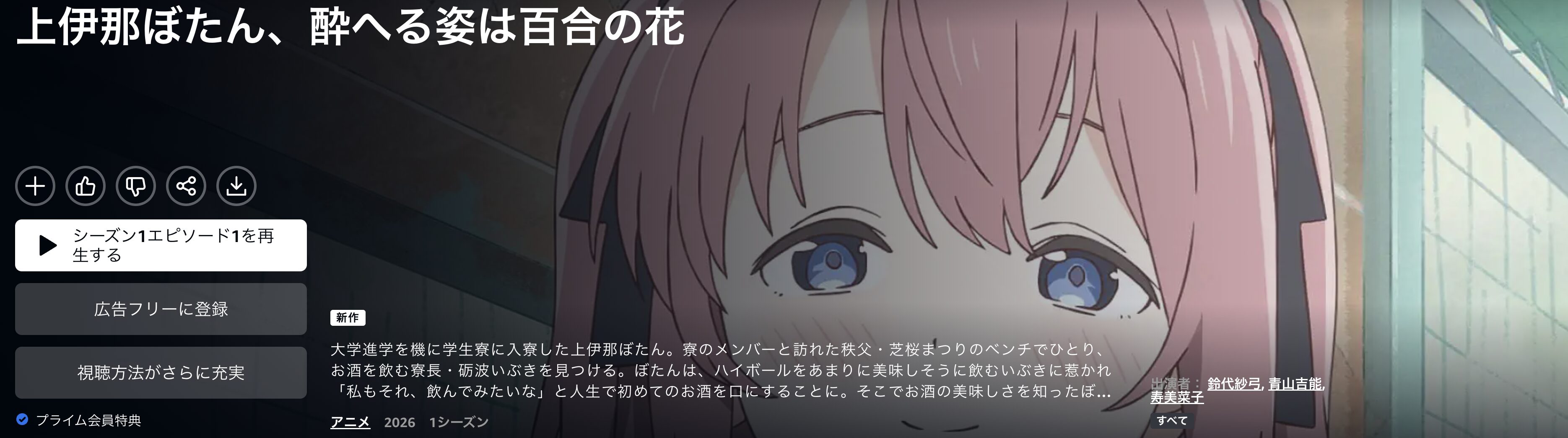 Amazonプライムの上伊那ぼたん、酔へる姿は百合の花配信画像