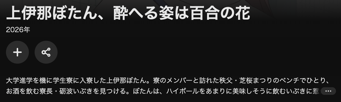 U-NEXTの上伊那ぼたん、酔へる姿は百合の花配信画像