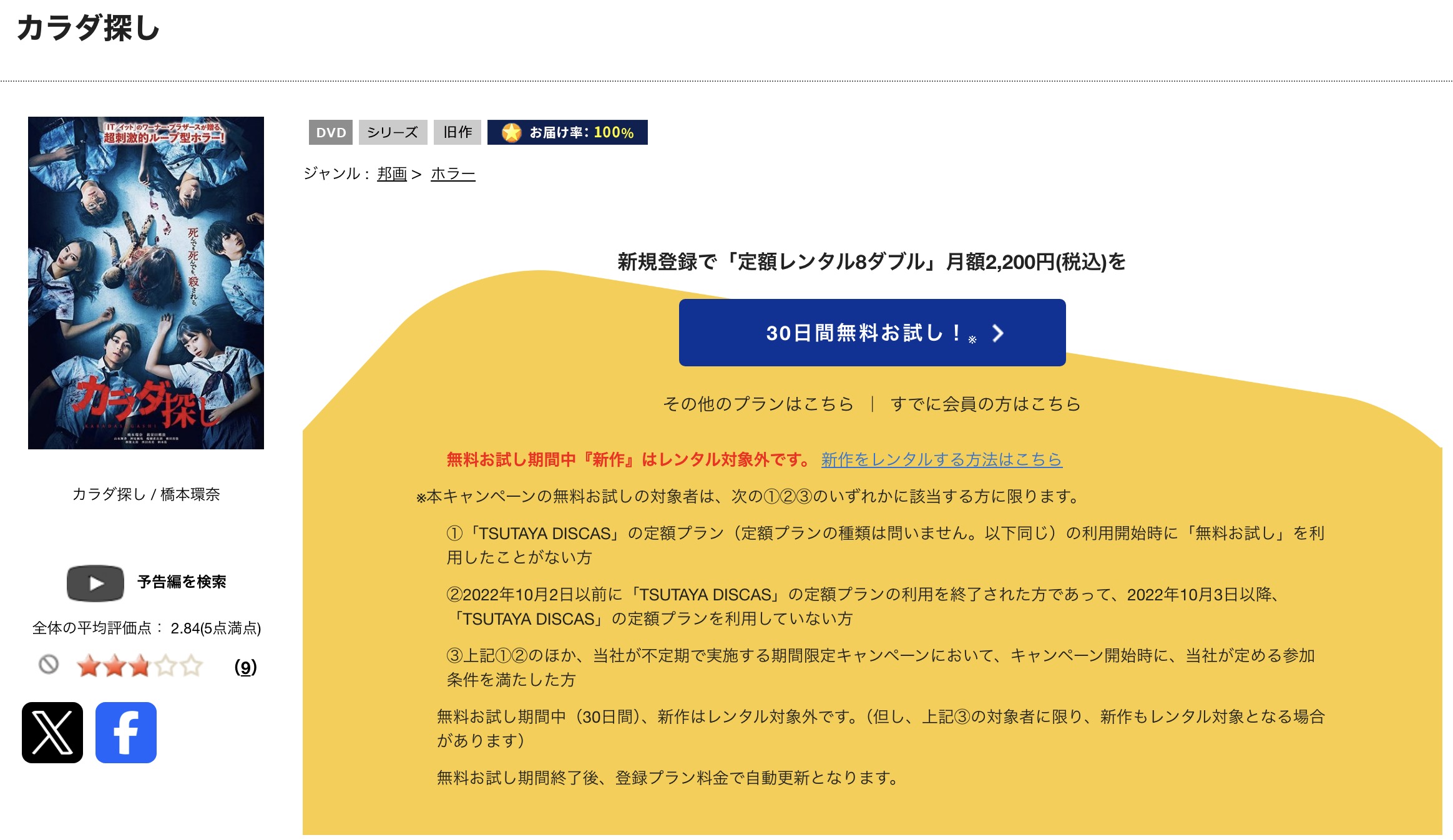 TSUTAYA DISCASのカラダ探し