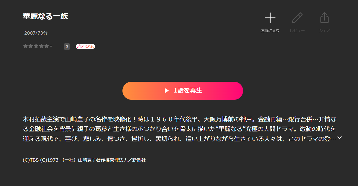Leminoの華麗なる一族（木村拓哉）配信画像