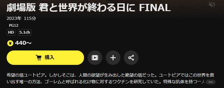 DMM TVの劇場版 君と世界が終わる日に FINAL配信画像