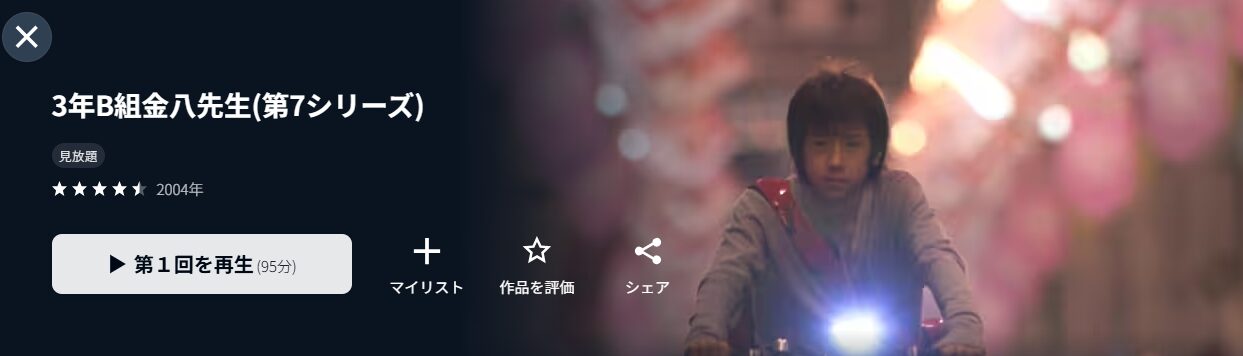 U-NEXTの3年Ｂ組金八先生（第7シリーズ）配信画像
