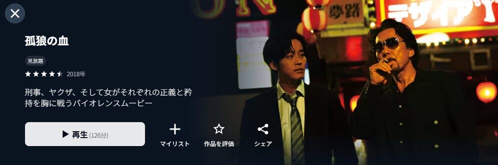 U-NEXTの孤狼の血配信画像