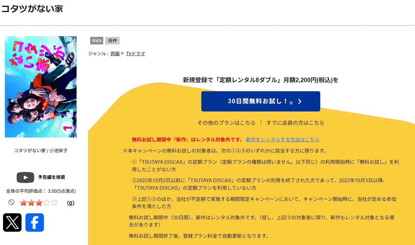 TSUTAYA DISCASのコタツがない家