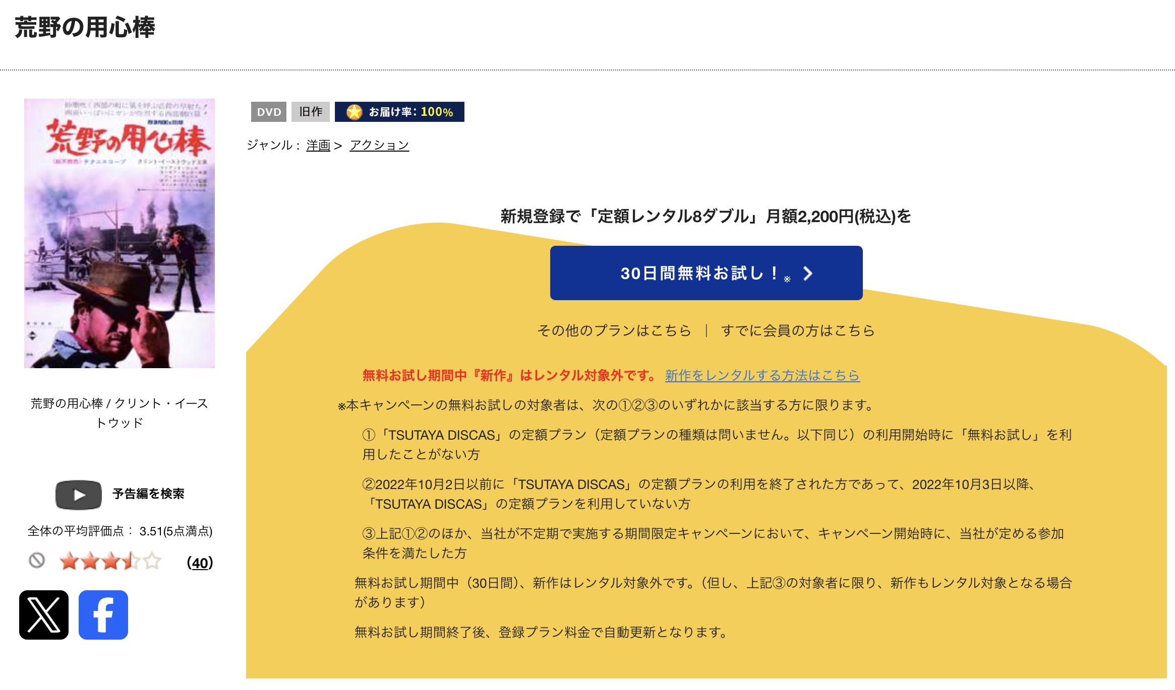 TSUTAYA DISCASの荒野の用心棒