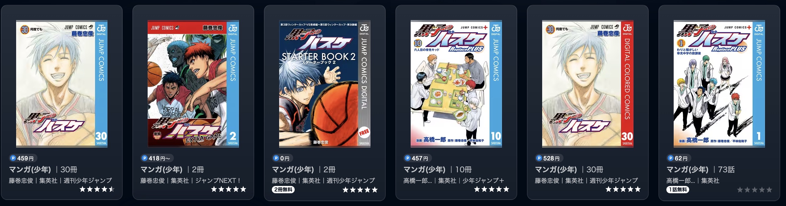 U-NEXTの黒子のバスケ漫画画像