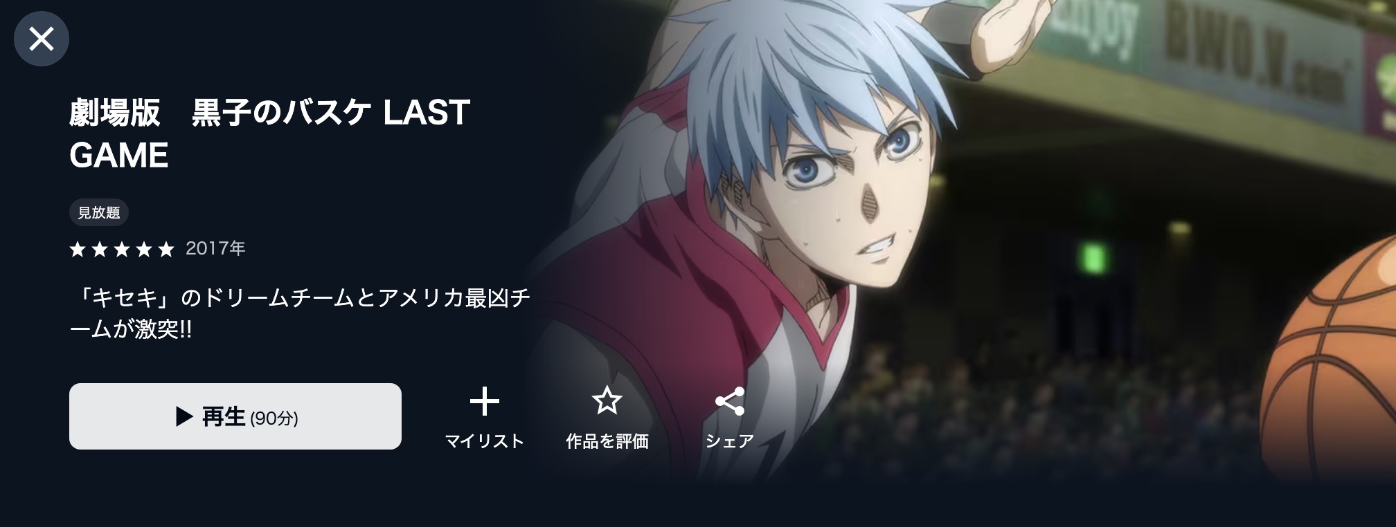 U-NEXTの劇場版 黒子のバスケLAST GAME配信画像