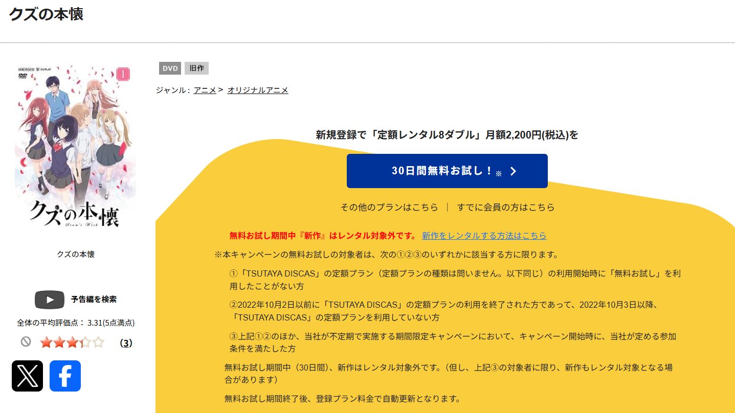 TSUTAYA DISCASのクズの本懐