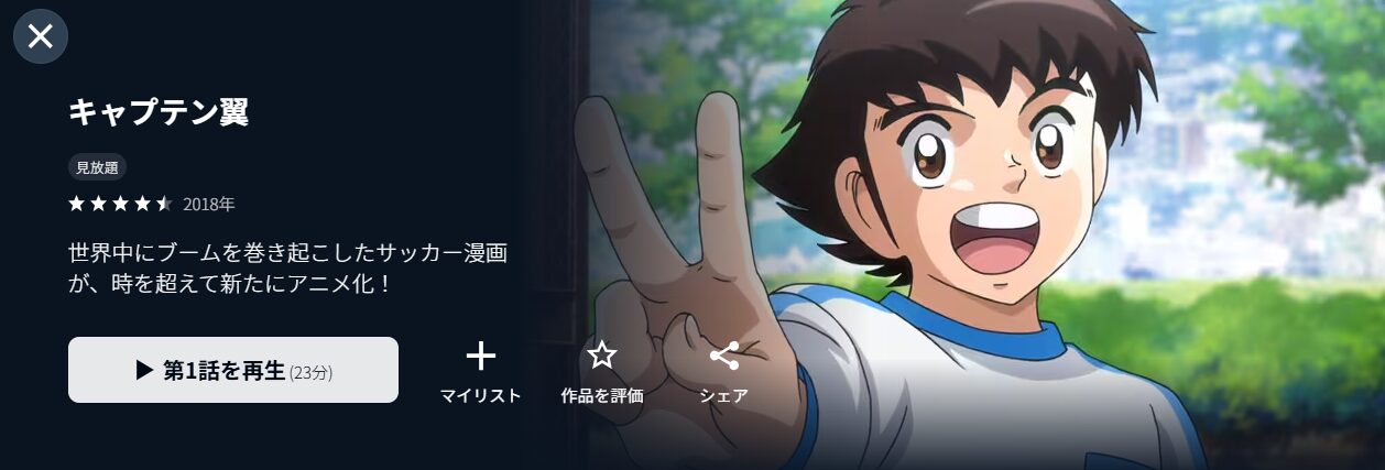 U-NEXTのキャプテン翼 1期（2018）配信画像
