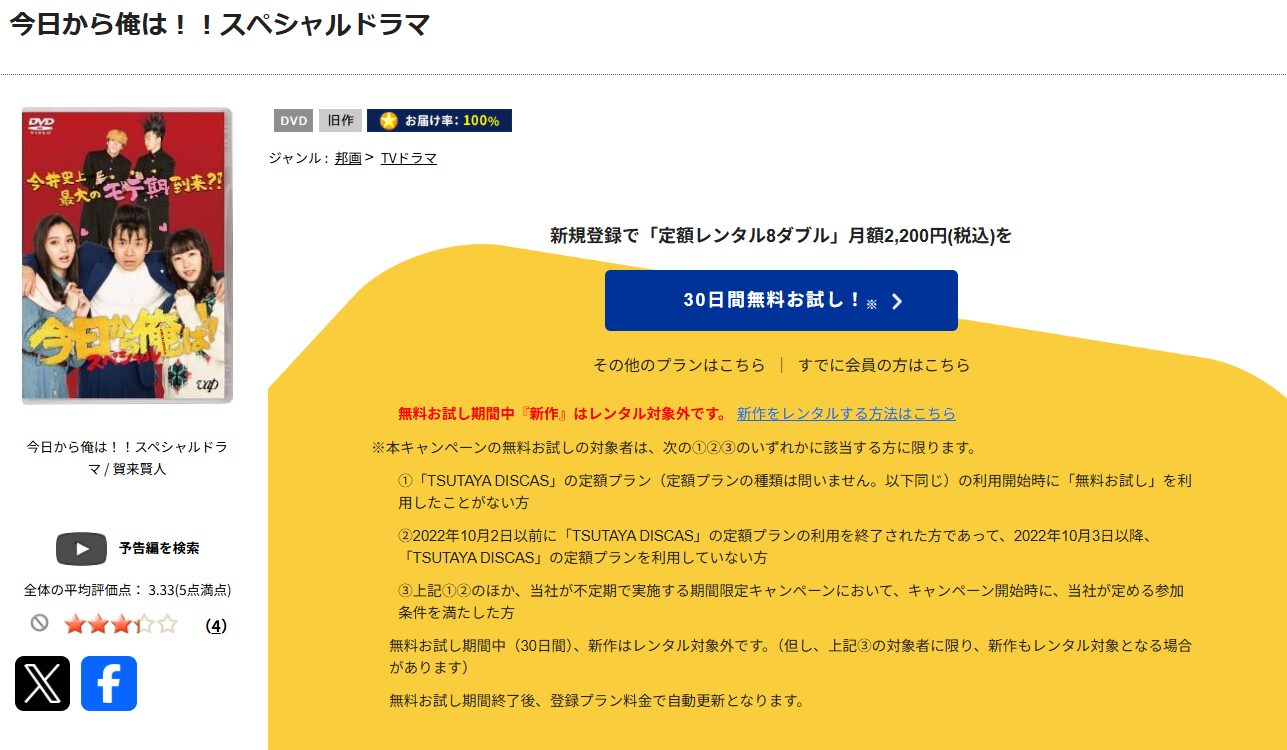 TSUTAYA DISCASの今日から俺は!!スペシャル